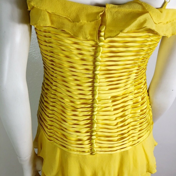 VTG 80s Sue Wong 8 Bright Yellow Flapper Dress - Picture 6 of 7